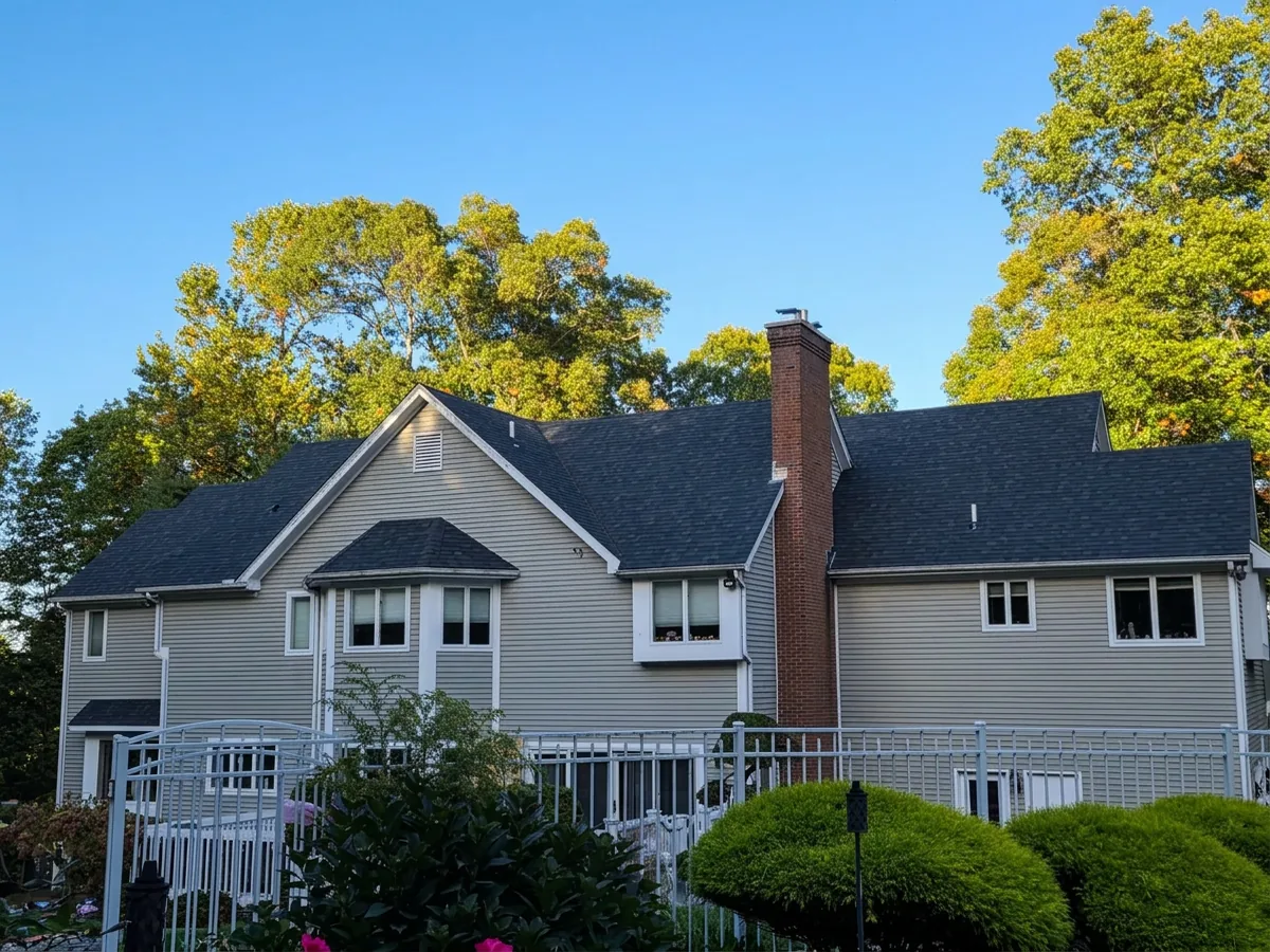 Finished home with new roof and clean exterior after replacement